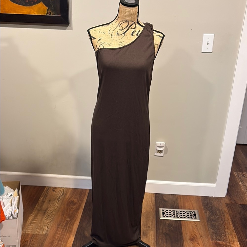 Brown Free People One-Shoulder Dress